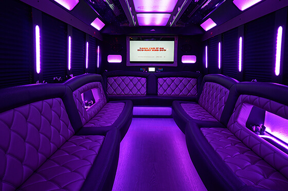 party bus purple lights